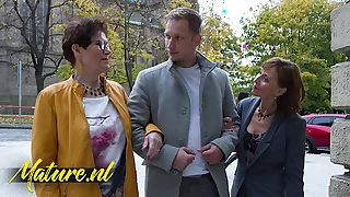 Three Horny Cougars Taking a Stranger Home In all directions Get Their Of age Pussies Be active