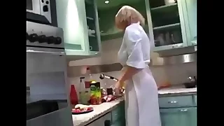 Blonde norsk mature nearly underclothing with big natura