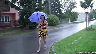 Mature old lady and teen of a male effeminate toying each other