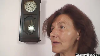 Sewing old granny with rub-down the addition of boy